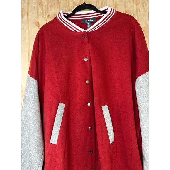 ModCloth Bases Loaded Shadow Berry 3X Plus Size Baseball Varsity Jacket Preppy - Picture 5 of 11